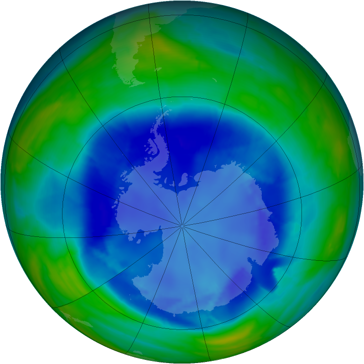 Antarctic ozone map for 28 August 2008
